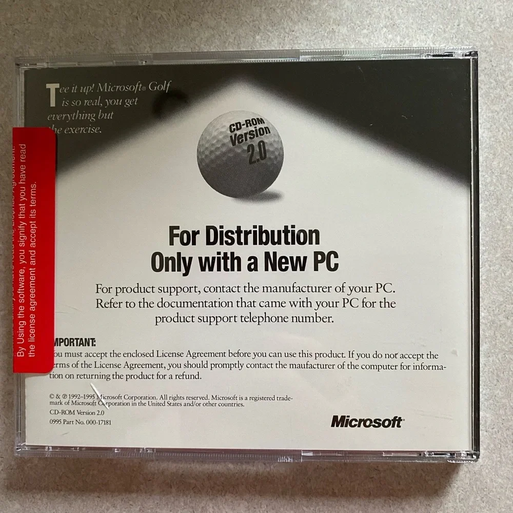 MICROSOFT GOLF 2.0 (PC, WIN 1995) - CD ROM Version 2.0 w\ COA and Key